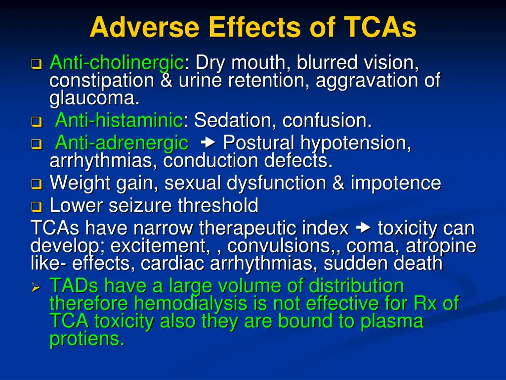 adverse effects of tcas anti cholinergic