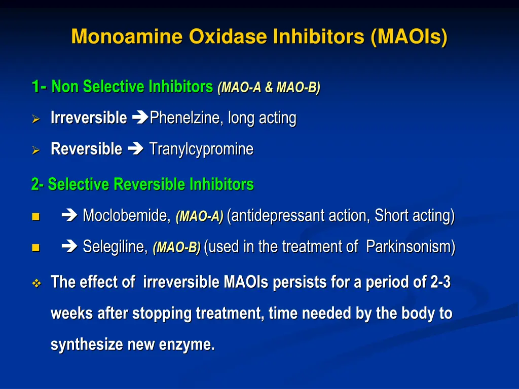 monoamine oxidase inhibitors maois