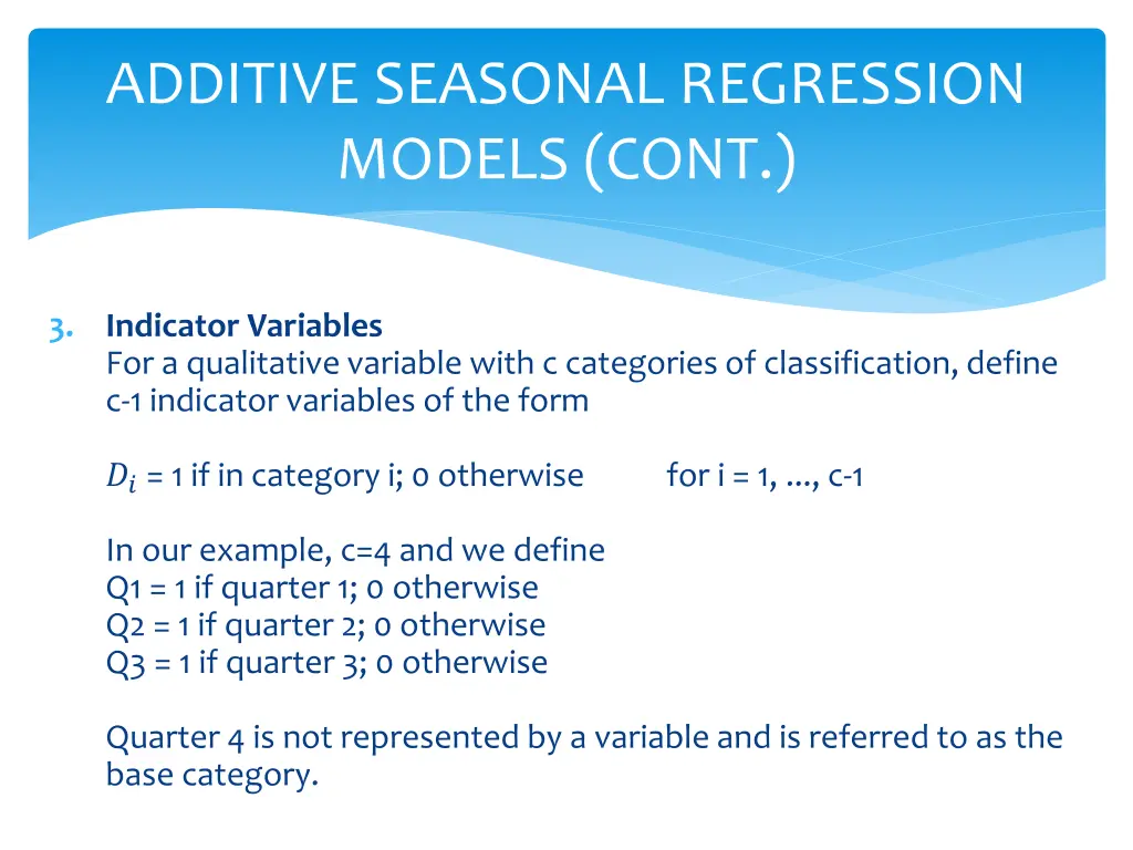 additive seasonal regression models cont 1