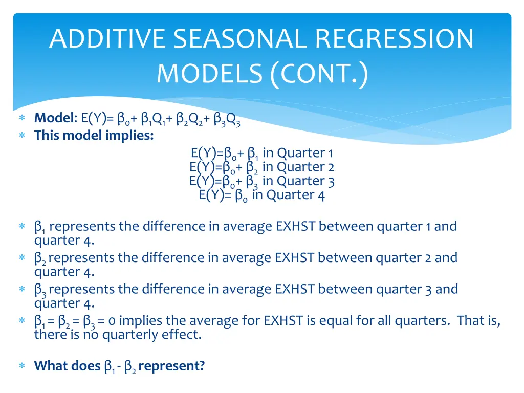 additive seasonal regression models cont 2