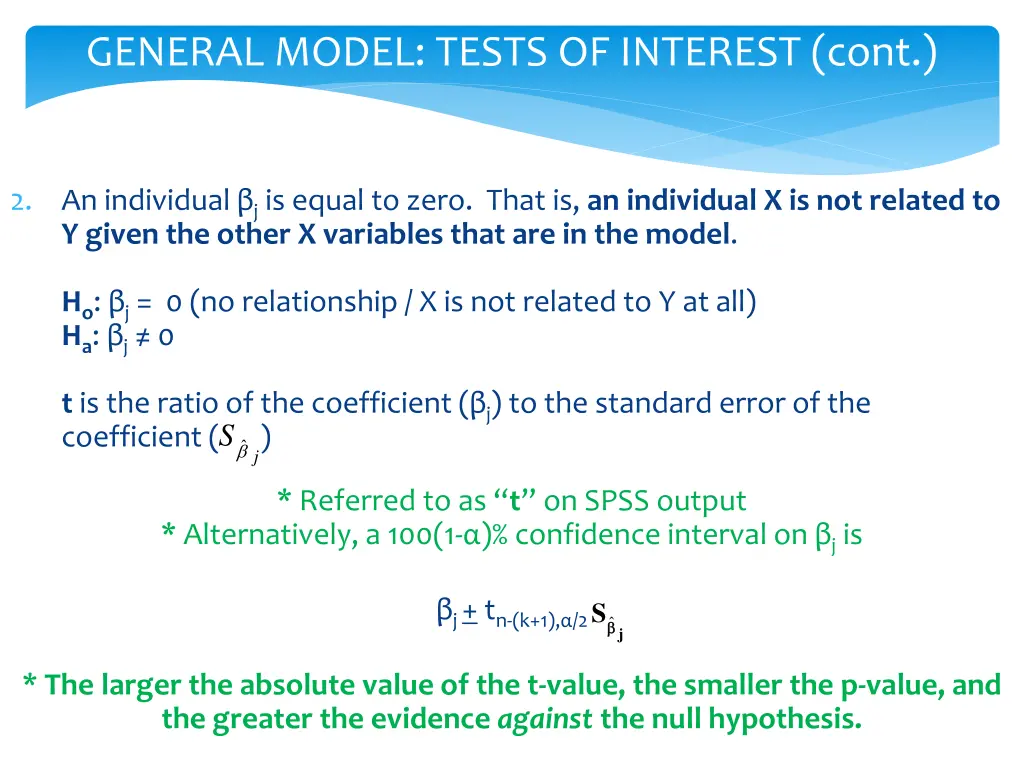 general model tests of interest cont