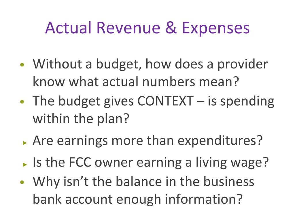 actual revenue expenses