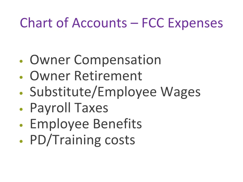 chart of accounts fcc expenses