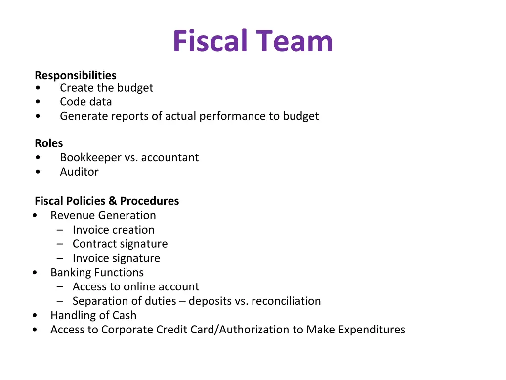 fiscal team