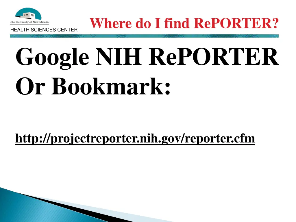 where do i find reporter google nih reporter