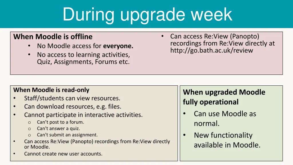 during upgrade week