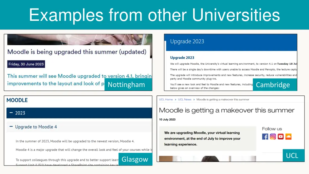examples from other universities