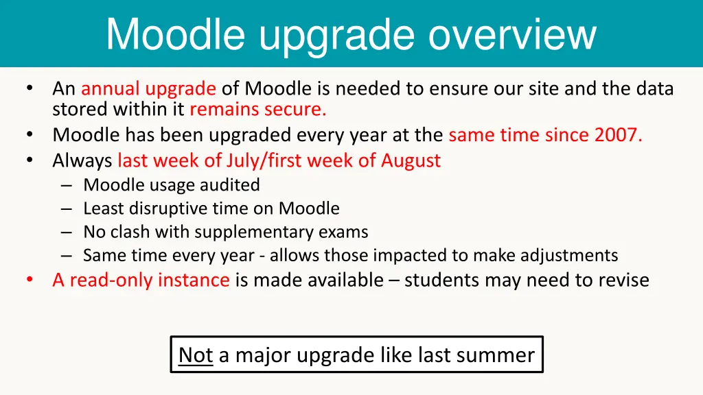 moodle upgrade overview