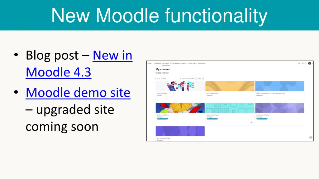 new moodle functionality
