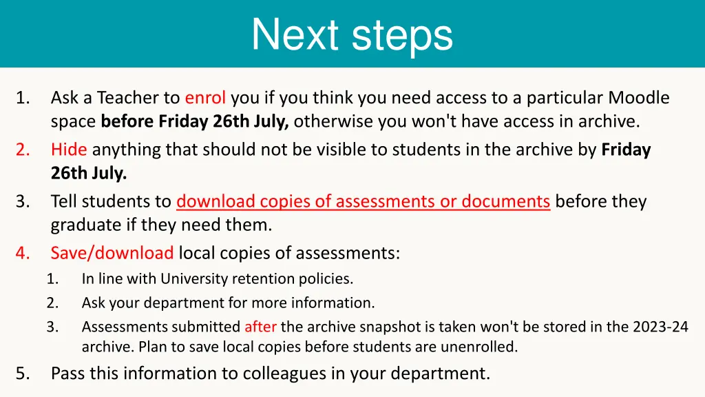 next steps