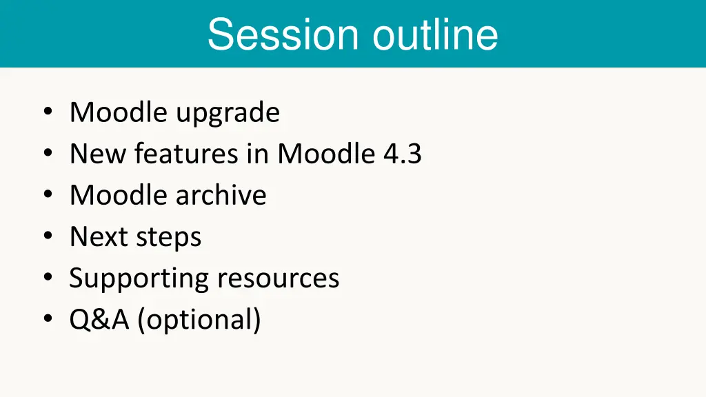 session outline