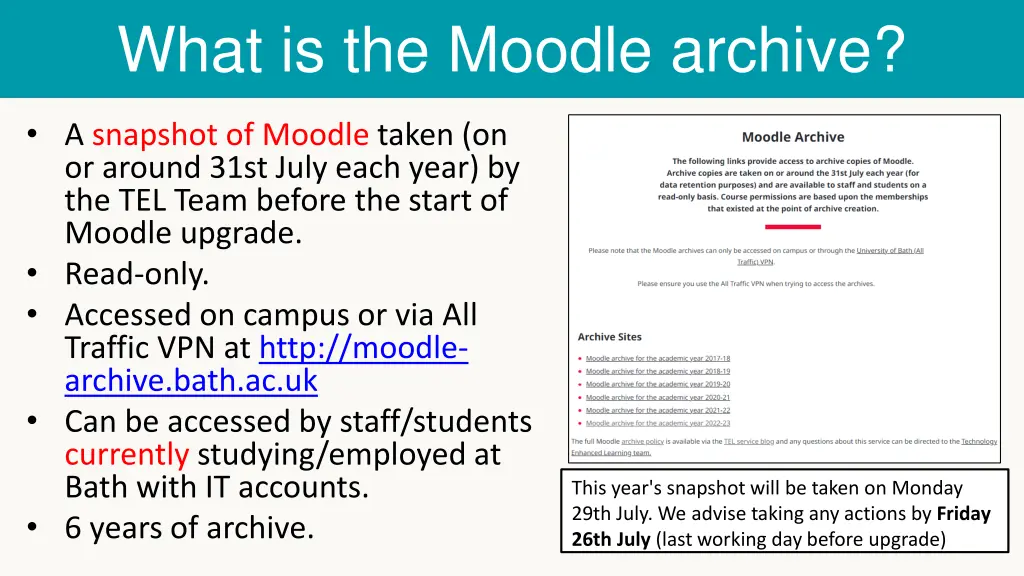 what is the moodle archive