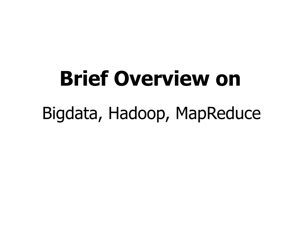 brief overview on