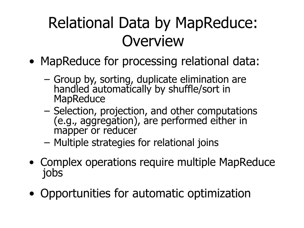relational data by mapreduce overview mapreduce