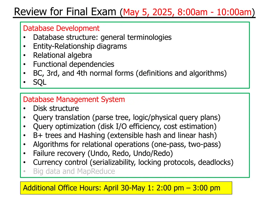 review for final exam may 5 2025 8 00am 10 00am 3