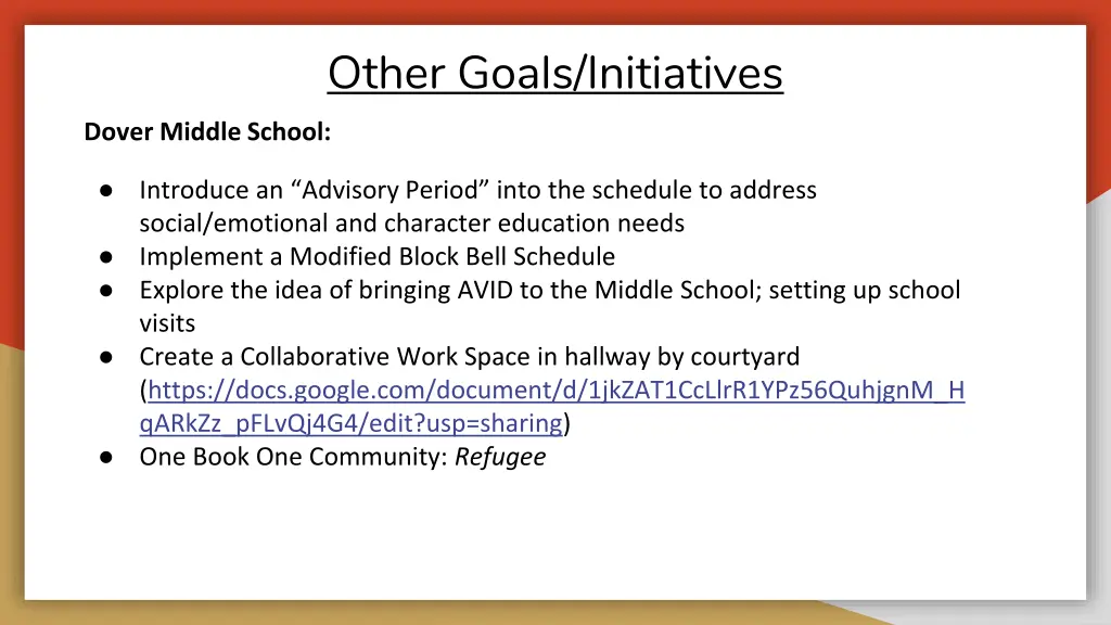 other goals initiatives 2