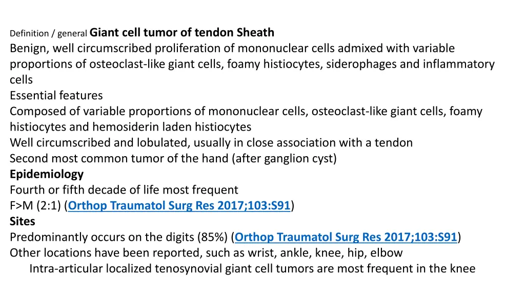 definition general giant cell tumor of tendon