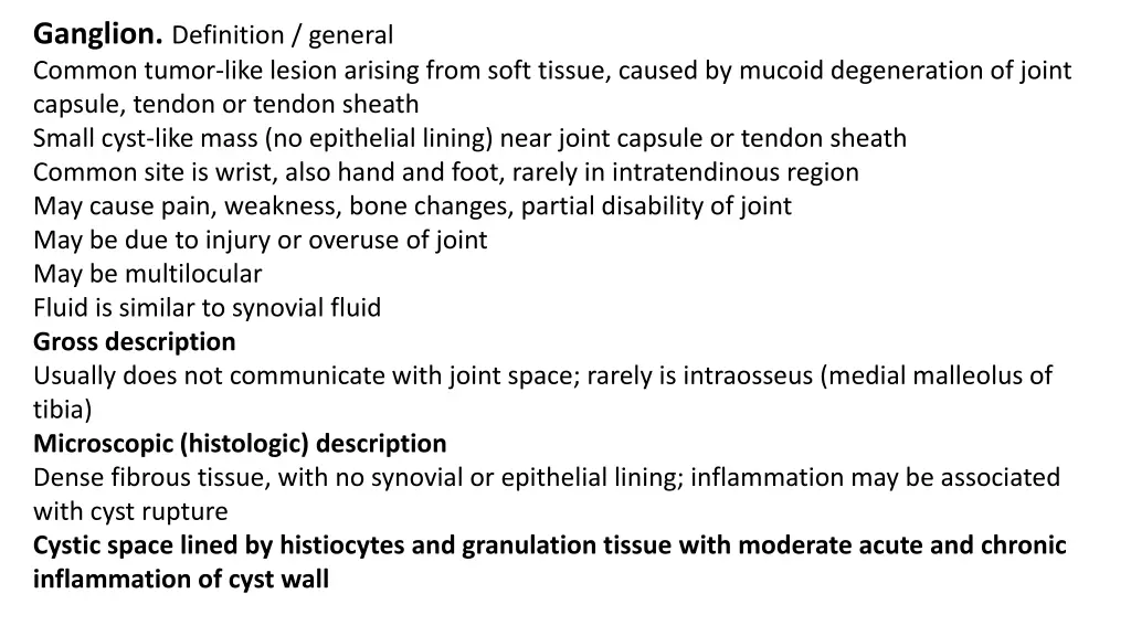 ganglion definition general common tumor like