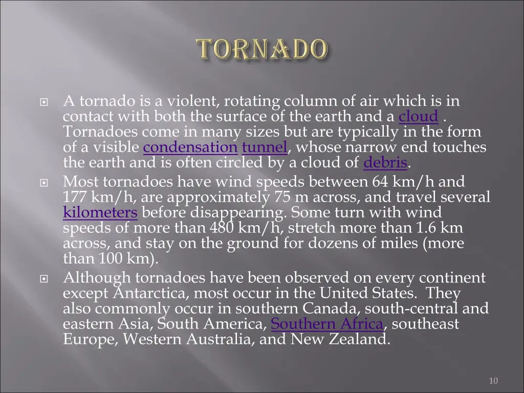 a tornado is a violent rotating column