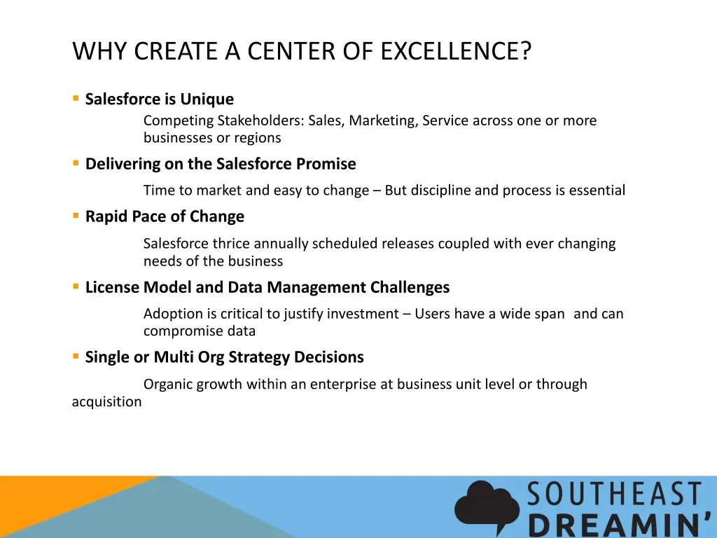 why create a center of excellence