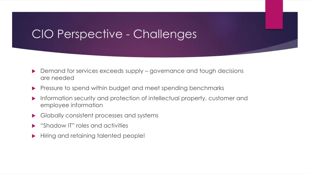 cio perspective challenges