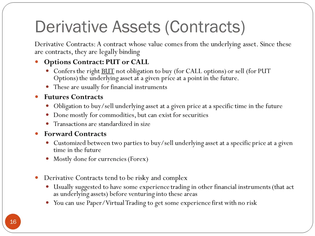 derivative assets contracts derivative contracts