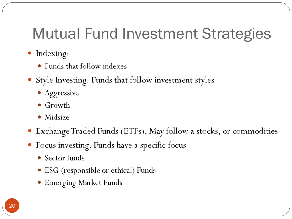 mutual fund investment strategies