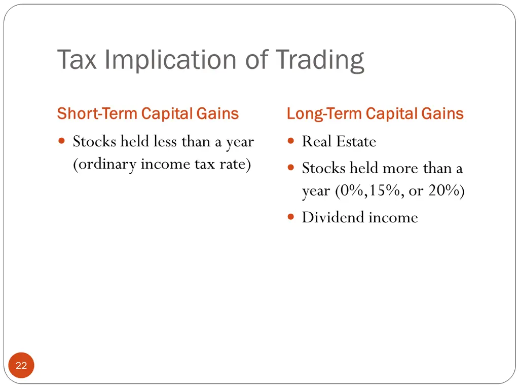 tax implication of trading