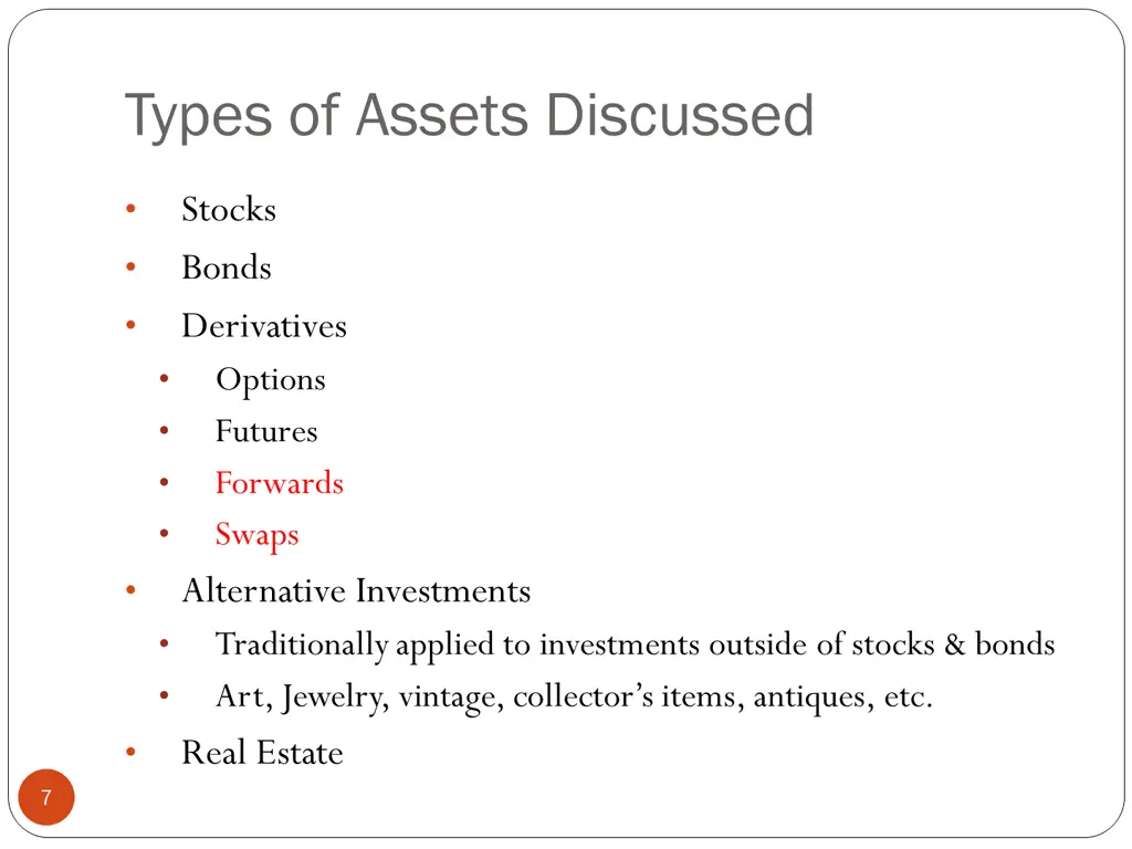 types of assets discussed