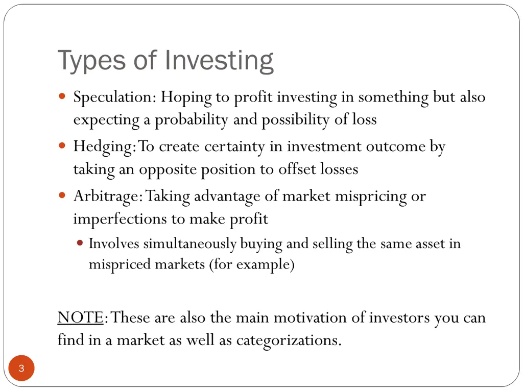 types of investing