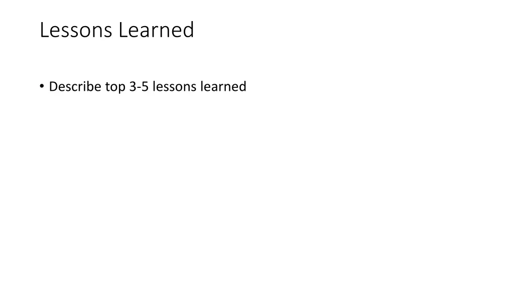 lessons learned
