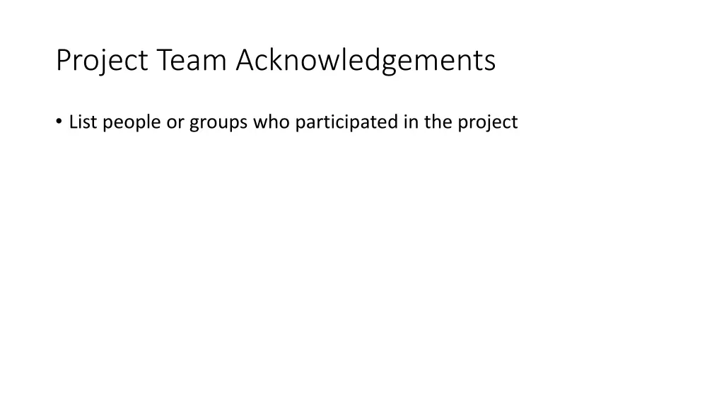 project team acknowledgements