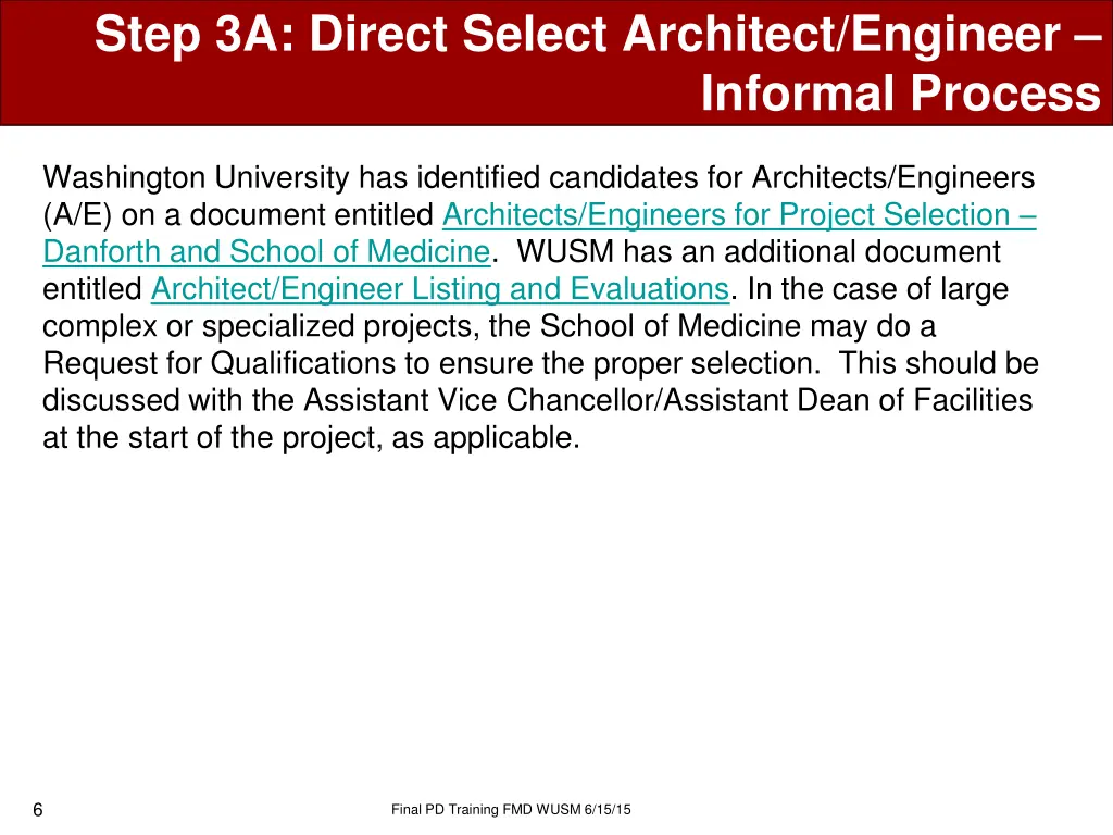 step 3a direct select architect engineer