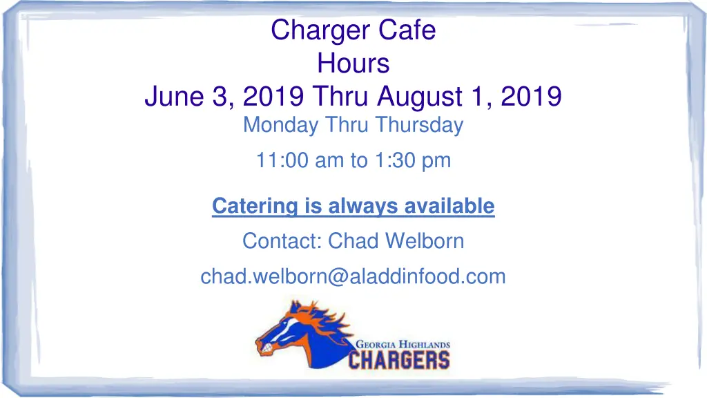 charger cafe hours