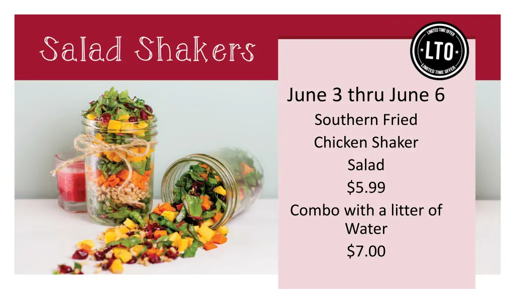 june 3 thru june 6 southern fried chicken shaker