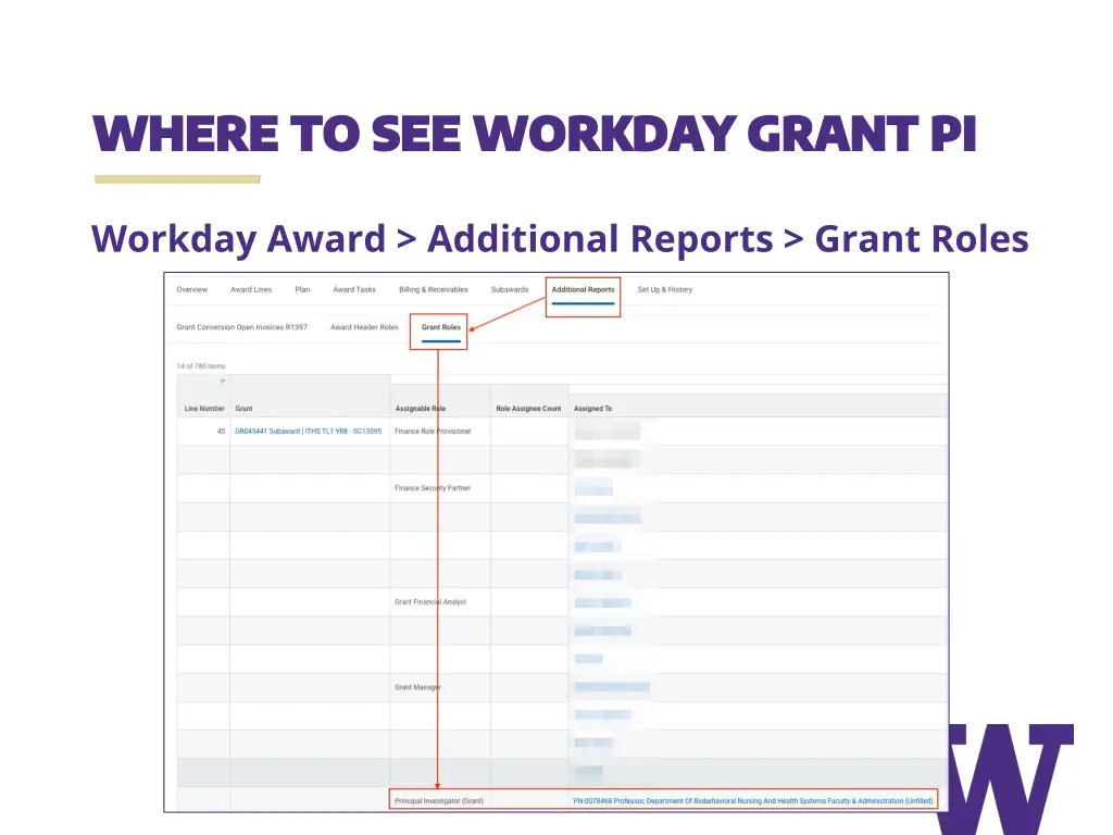 where to see workday grant pi where 1