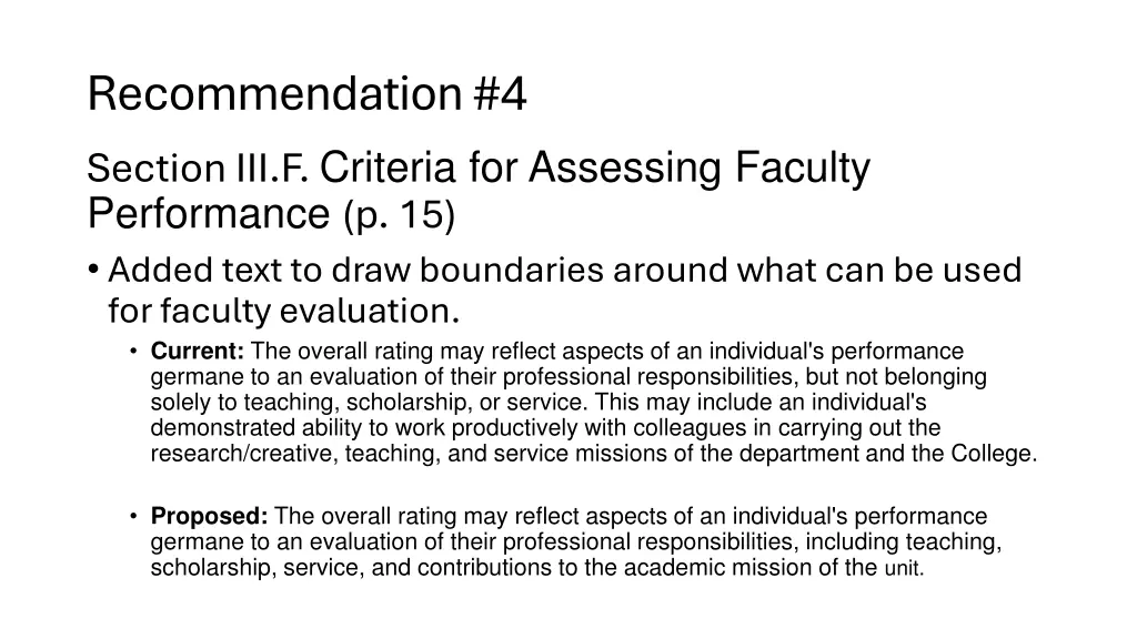 recommendation 4 section iii f criteria