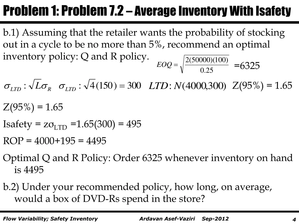 problem 1 problem 7 2 average inventory with 2