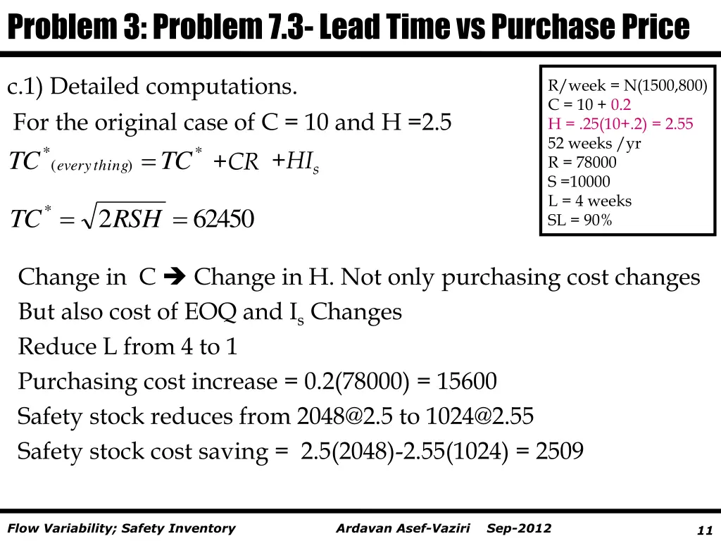 problem 3 problem 7 3 lead time vs purchase price 2