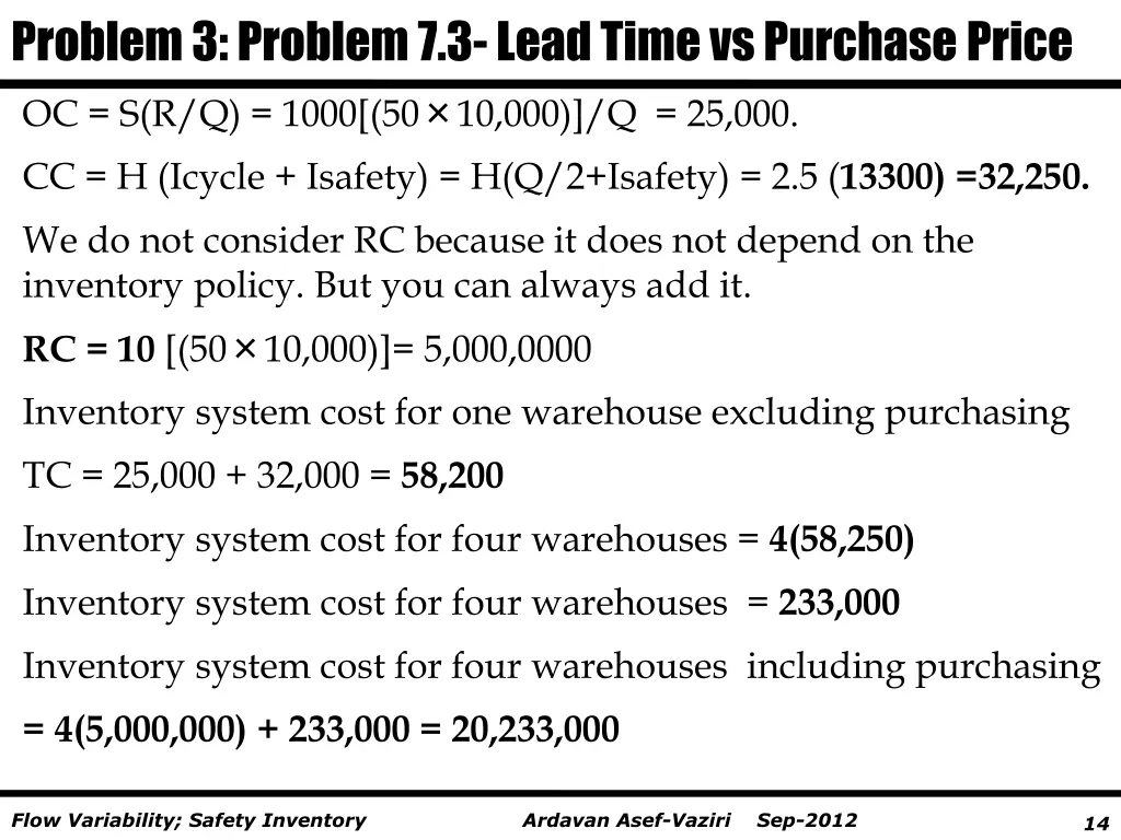 problem 3 problem 7 3 lead time vs purchase price 5