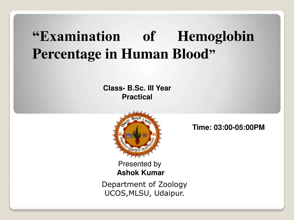 examination percentage in human blood