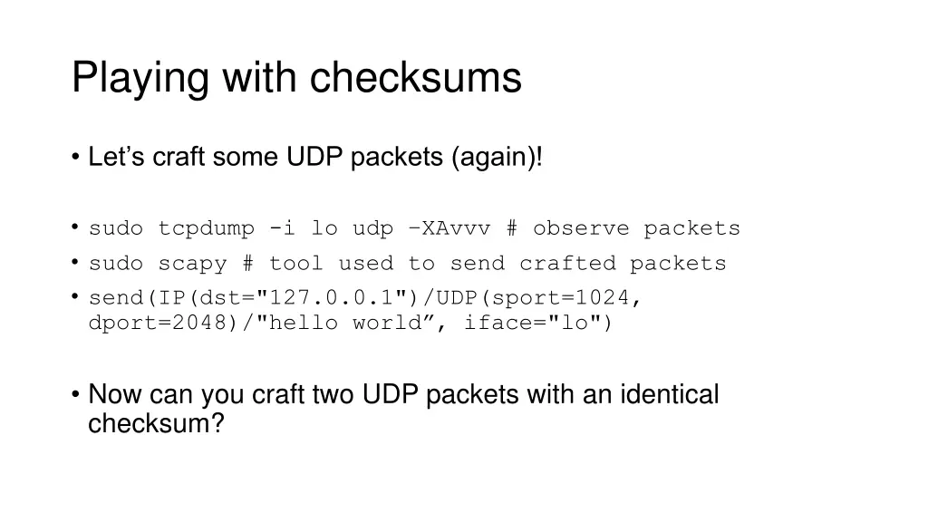 playing with checksums
