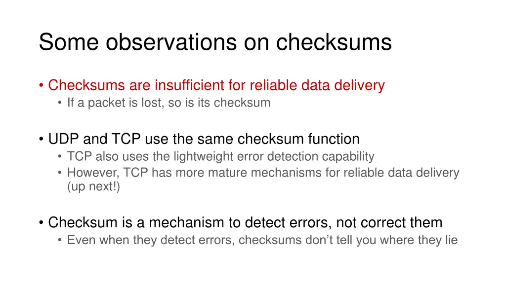 some observations on checksums 1