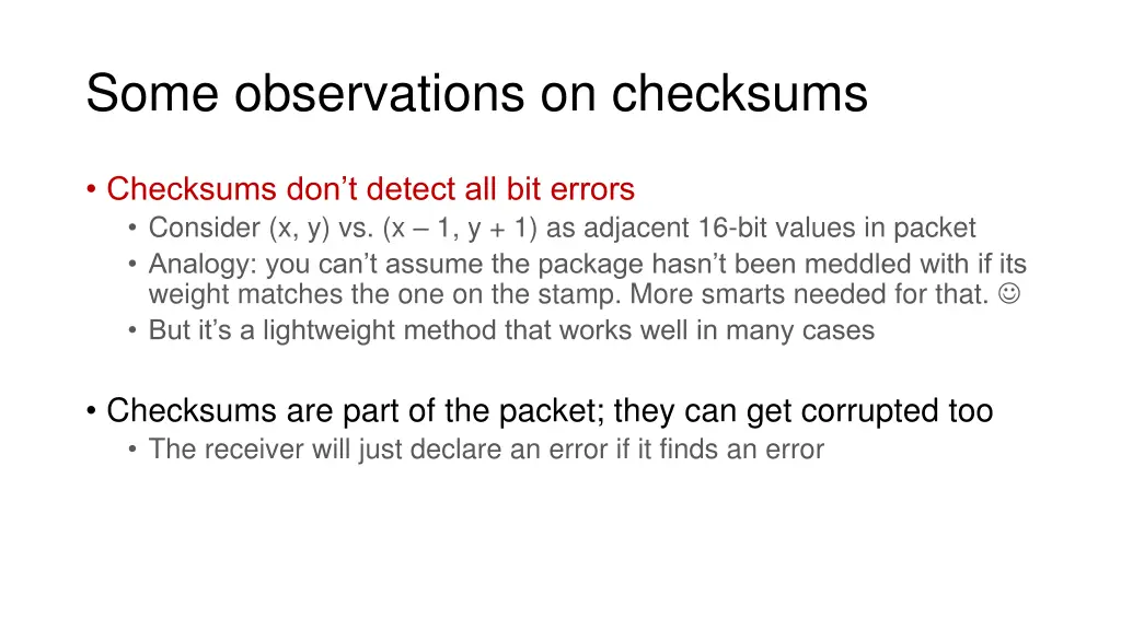 some observations on checksums