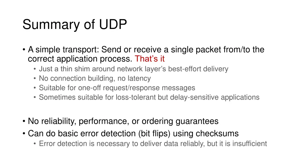summary of udp