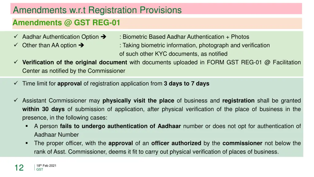 amendments w r t registration provisions