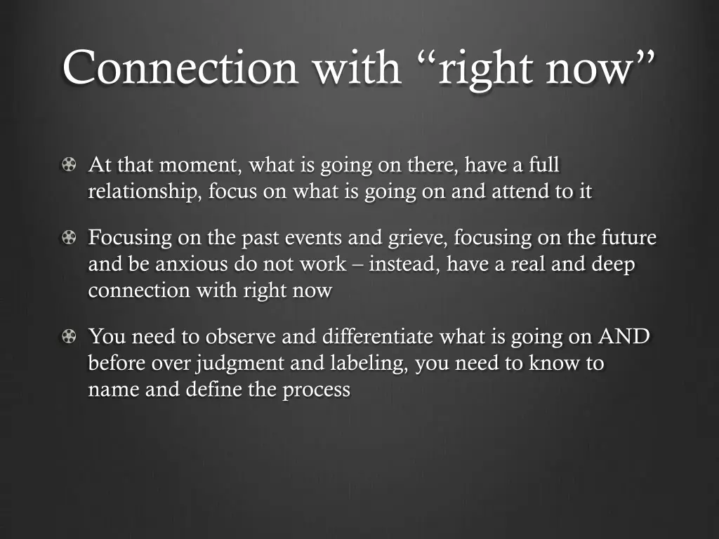 connection with right now