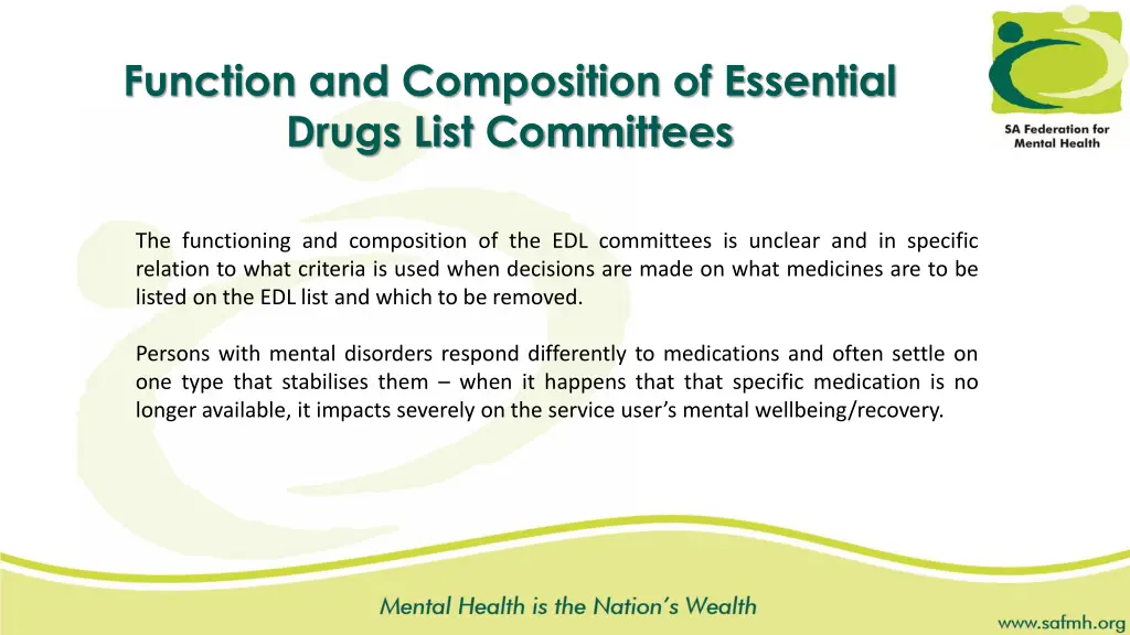 function and composition of essential drugs list