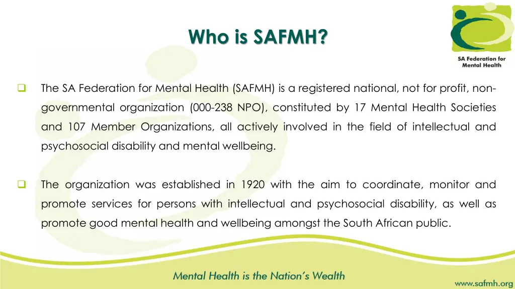 who is safmh