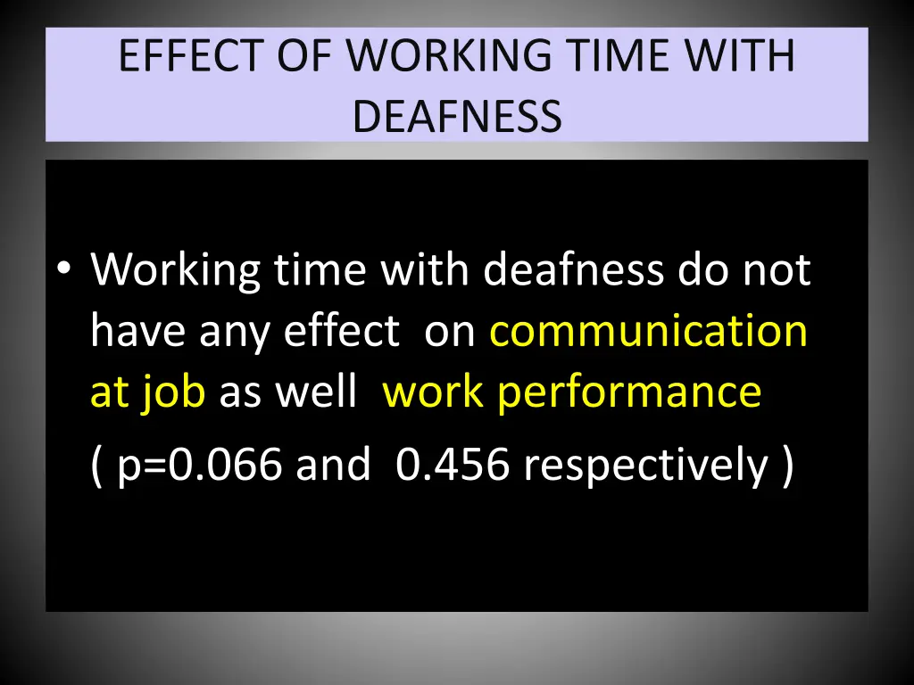 effect of working time with deafness